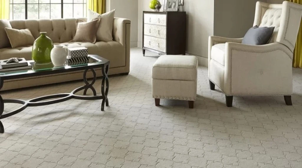 Formal Living Room with Textured Pattern Carpet